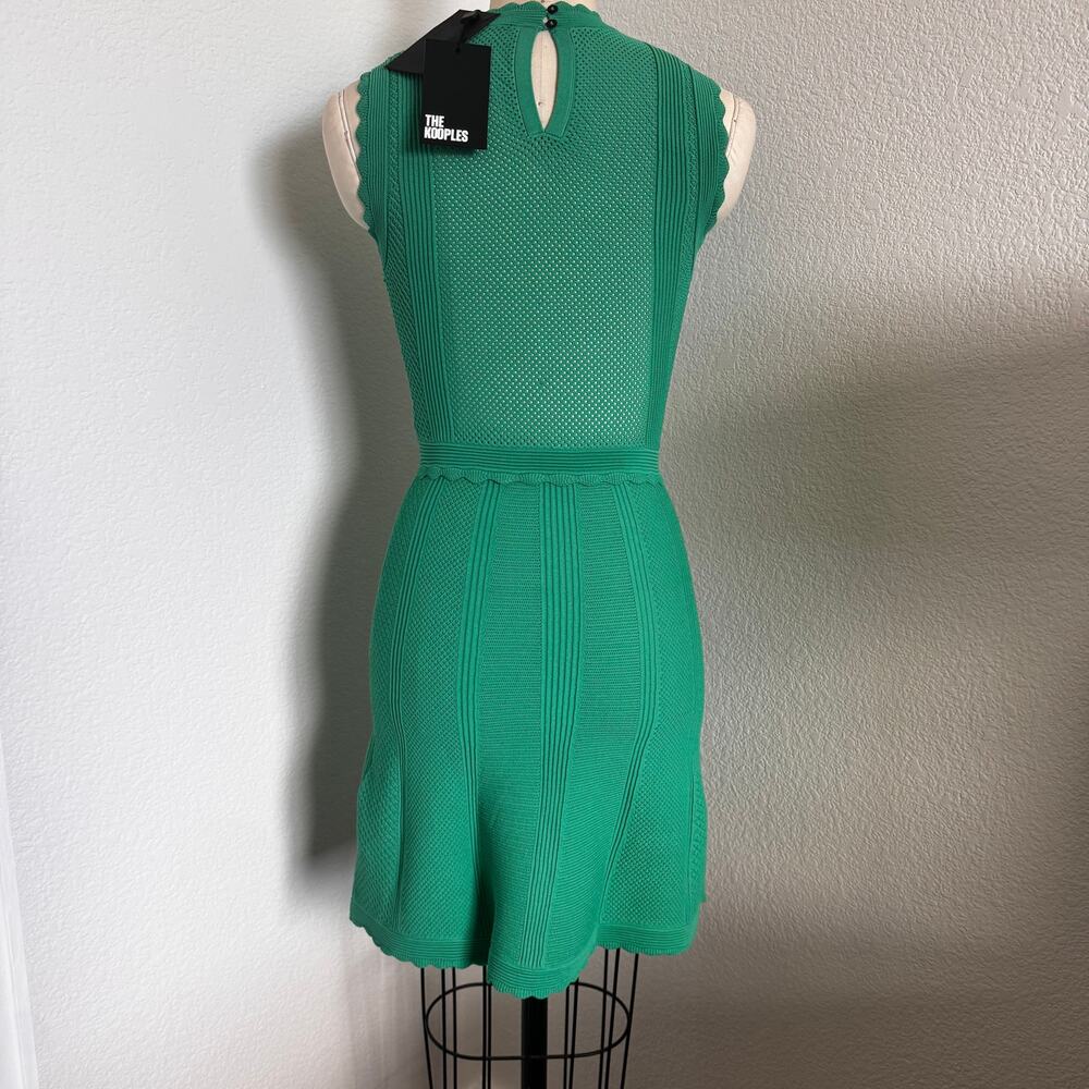 The Kooples | NWT Kelly Green Knit Pointelle Fit & Flare Dress Size 0/XS - Picture 3 of 12
